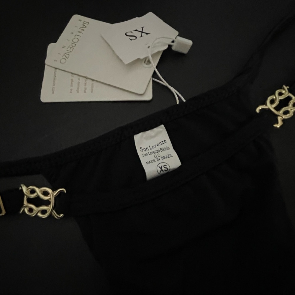 San Lorenzo Black Bikini Bottom with Gold Details - Picture 4 of 10